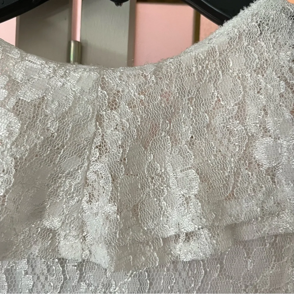 Vintage 90s SWAT Girls Elegant White Lace Button Up Dress, Size 8